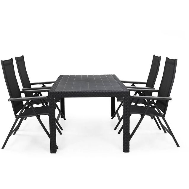 Ruokailuryhmä Melody 4 Monaco säätötuolia musta