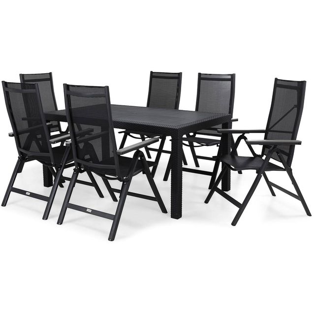 Ruokailuryhmä Melody 6 Monaco säätötuolia musta