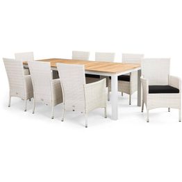 Ruokailuryhmä Las Vegas 8 Thor tuolia + mustat pehmusteet valkoinen/puu