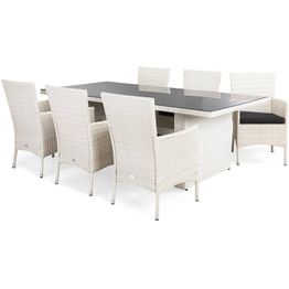 Ruokailuryhmä Majestic 6 Thor nojatuolia + valkoiset pehmusteet valkoinen