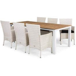 Ruokailuryhmä Olive 6 Thor tuolia + mustat pehmusteet valkoinen/puu