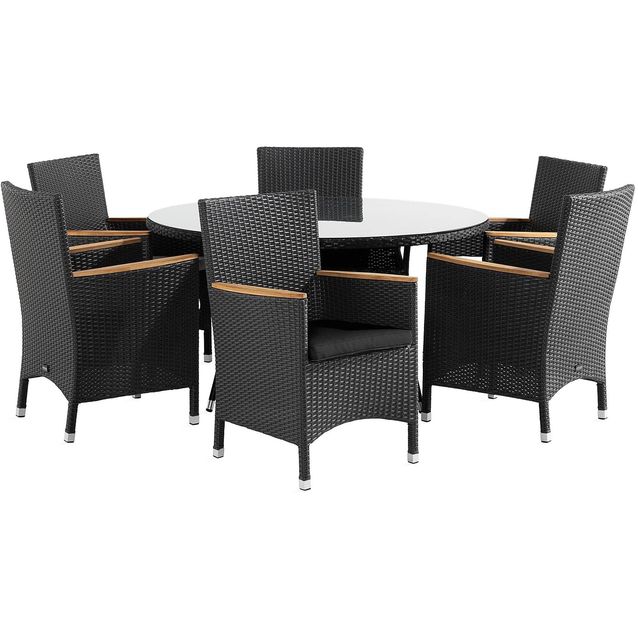 Ruokailuryhmä Thor 6 nojatuolia Lyx + pehmusteet musta