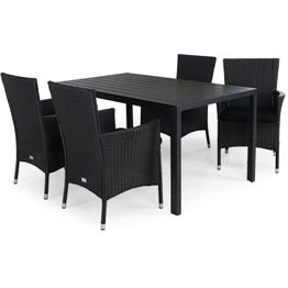 Ruokailuryhmä Tunis 4 Thor Lyx nojatuolia + mustat pehmusteet musta