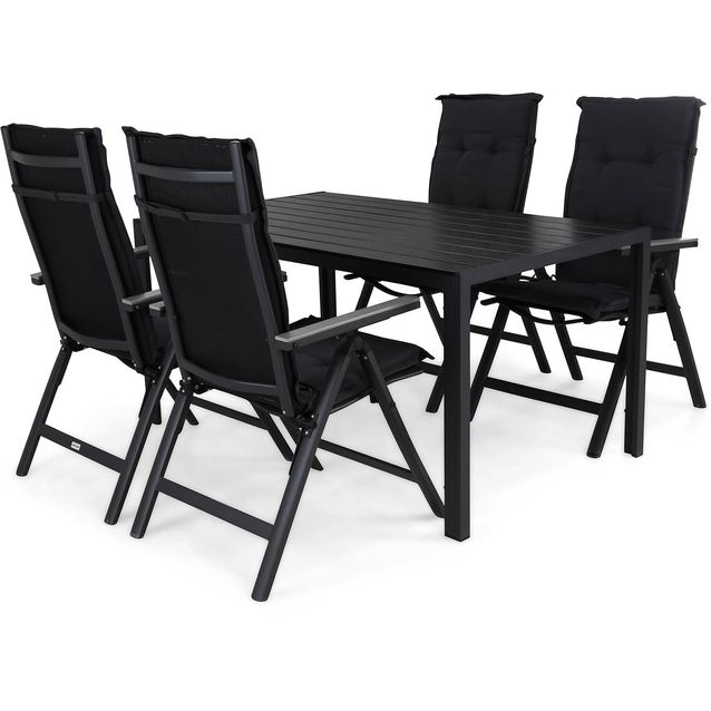 Ruokailuryhmä Tunis 4 Monaco säätötuolia + pehmusteet musta