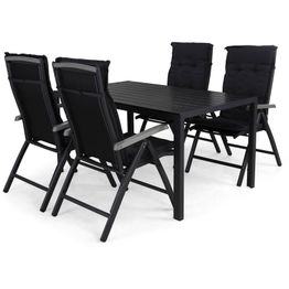 Ruokailuryhmä Tunis 4 Monaco Lyx säätötuolia + pehmusteet musta