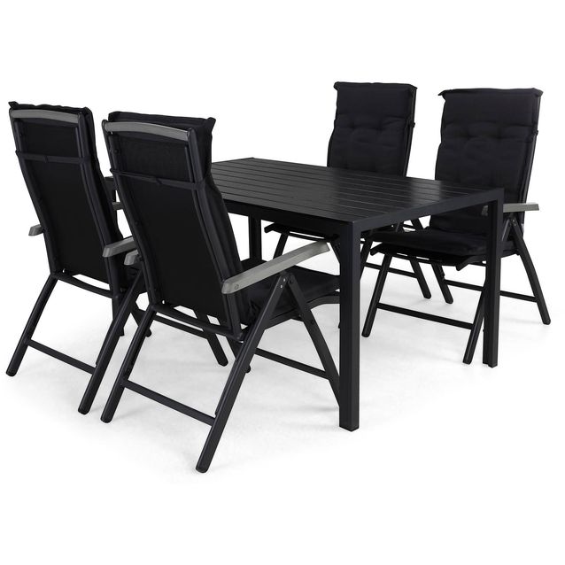 Ruokailuryhmä Tunis 4 Monaco Lyx säätötuolia + pehmusteet musta