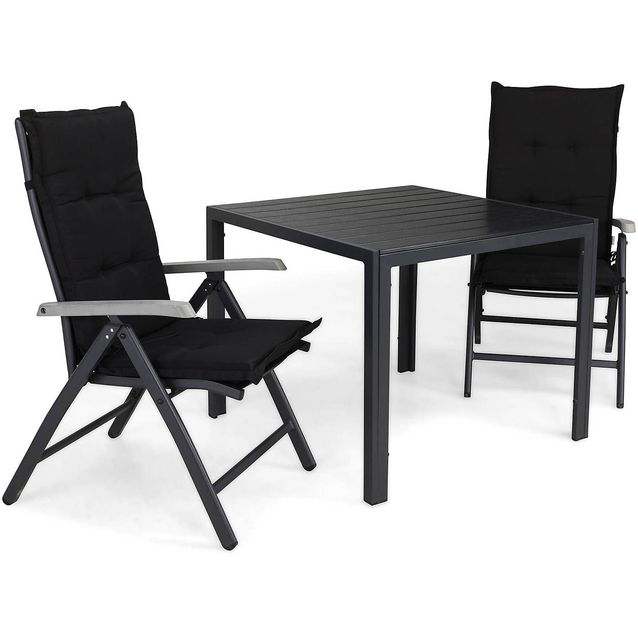 Ruokailuryhmä Tunis 2 Monaco Lyx tuolia + mustat pehmusteet musta