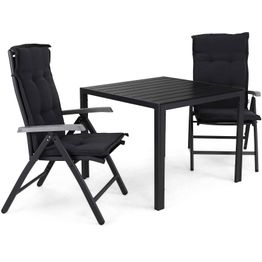 Ruokailuryhmä Tunis 2 Monaco Lyx säätötuolia + pehmusteet musta