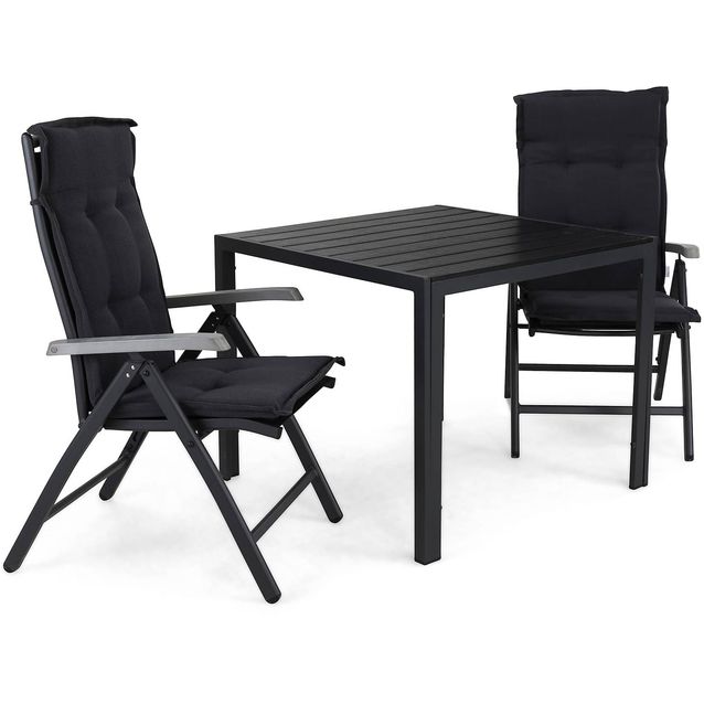 Ruokailuryhmä Tunis 2 Monaco Lyx säätötuolia + pehmusteet musta