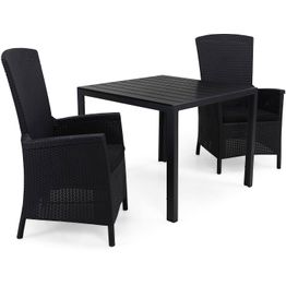 Ruokailuryhmä Tunis 2 Vermont tuolia säädettävää + pehmusteet musta