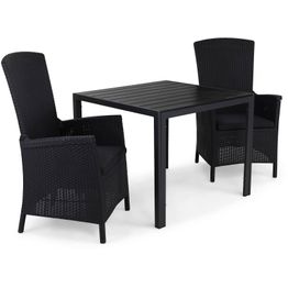 Ruokailuryhmä Tunis 2 Vermont säädettävää nojatuolia + pehmusteet musta