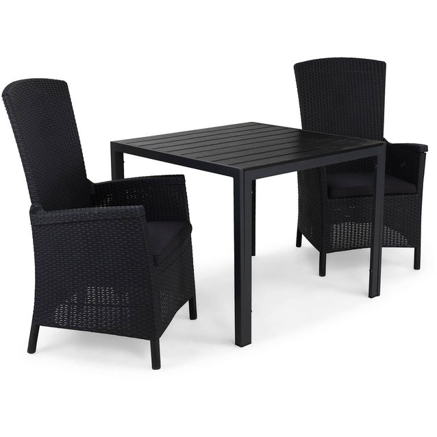 Ruokailuryhmä Tunis 2 Vermont säädettävää nojatuolia + pehmusteet musta