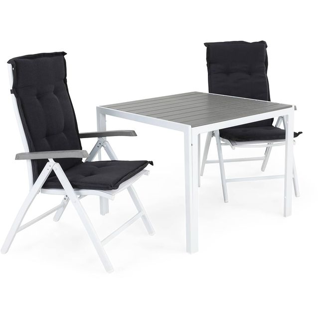 Ruokailuryhmä Tunis 2 Monaco Lyx säätötuolia + pehmusteet harmaa