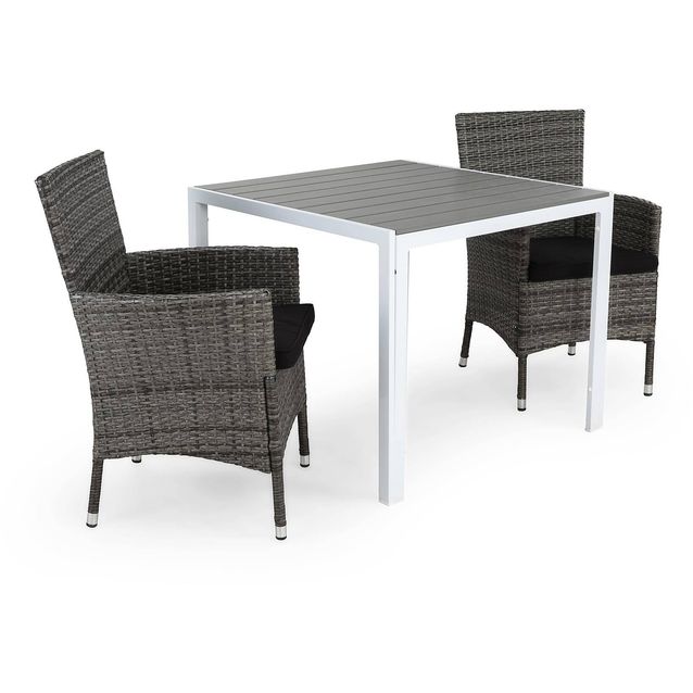 Parvekeryhmä Tunis 2 Thor tuolia + mustat pehmusteet harmaa