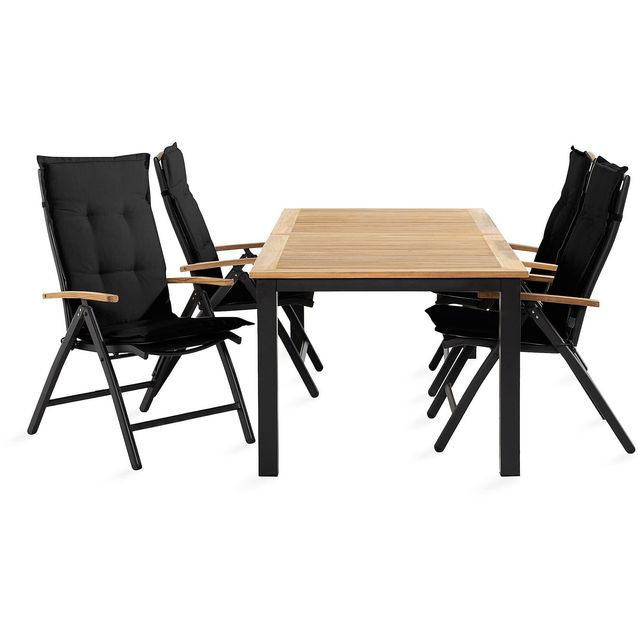 Ruokailuryhmä Las Vegas 4 tuolia + mustat pehmusteet musta