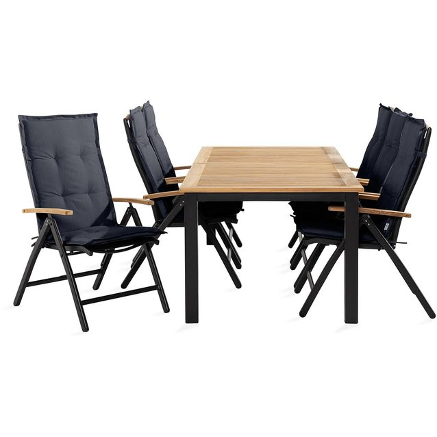 Ruokailuryhmä Las Vegas 6 säätötuolia Lyx + pehmusteet musta