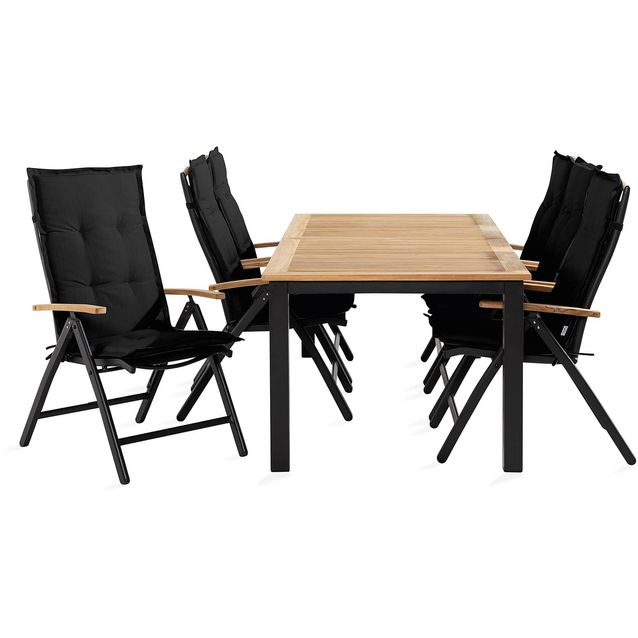 Ruokailuryhmä Las Vegas 6 tuolia + mustat pehmusteet musta