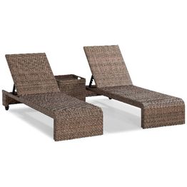 Aurinkosänky Bahamas 2kpl + sivupöytä säilytyksellä ruskea