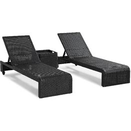 Aurinkosänky Bahamas 2kpl + sivupöytä säilytyksellä musta