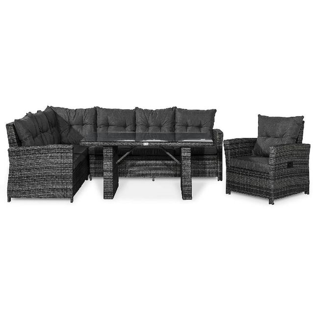 Oleskeluryhmä James lasitasola vasen 6-istuttava harmaa