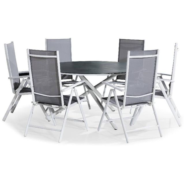 Ruokailuryhmä Alex pyöreä 6 Maggie tuolia harmaa