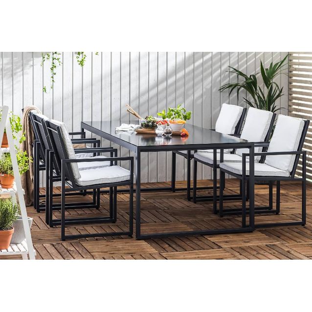 Ruokailuryhmä Silvia 6 tuolia musta