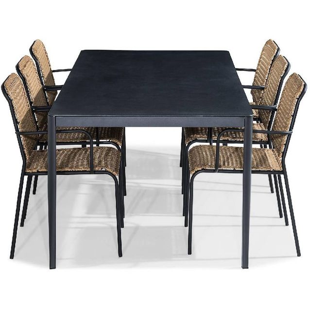 Ruokailuryhmä Alex 6 Tahiti tuolia musta