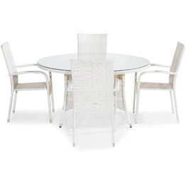 Ruokailuryhmä Thor pyöreä 4 Thor Light tuolia valkoinen