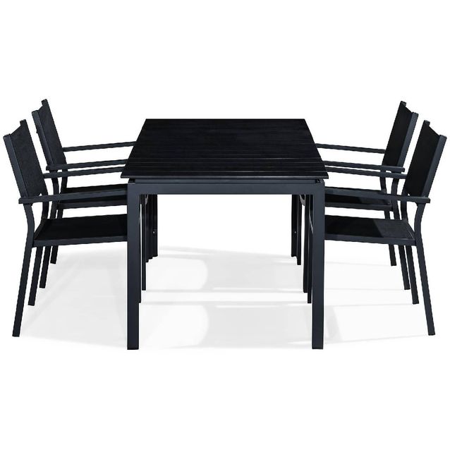 Ruokailuryhmä Tunis 4 tuolia musta