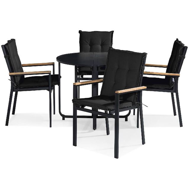 Parvekeryhmä Flippy 4 Las Vegas tuolia + mustat pehmusteet musta