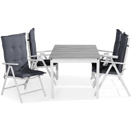 Ruokailuryhmä Tunis 4 Maggie tuolia + harmaat pehmusteet harmaa