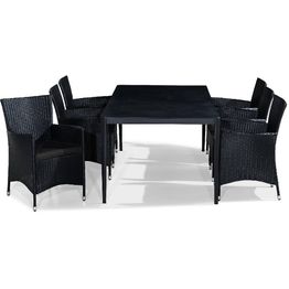 Ruokailuryhmä Alex 6 Thor nojatuolia + mustat pehmusteet musta