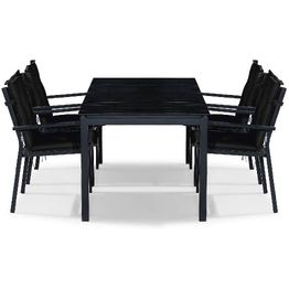 Ruokailuryhmä Tunis 4 tuolia + mustat pehmusteet musta