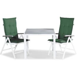 Ruokailuryhmä Tunis 2 Monaco Lyx tuolia + vihreät pehmusteet harmaa