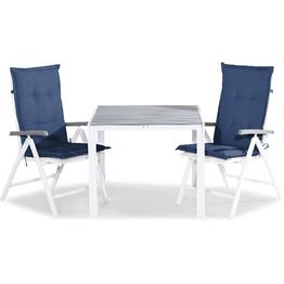 Ruokailuryhmä Tunis 2 Monaco Lyx tuolia + siniset pehmusteet harmaa