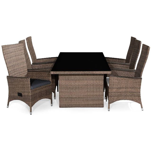 Ruokailuryhmä Majestic 6 Jenny Lyx tuolia + harmaat pehmusteet ruskea