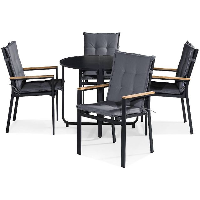 Parvekeryhmä Flippy 4 Las Vegas tuolia + harmaat pehmusteet musta