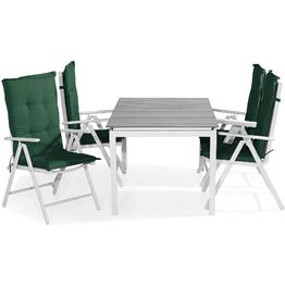 Ruokailuryhmä Tunis 4 Maggie tuolia + vihreät pehmusteet harmaa