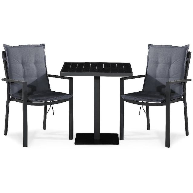 Parvekeryhmä Tunis 2 tuolia + harmaat pehmusteet musta