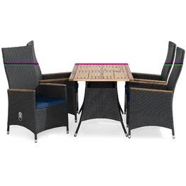 Ruokailuryhmä Thor 4 Jenny Lyx tuolia + siniset pehmusteet musta