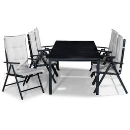 Ruokailuryhmä Tunis jatkettava 6 Maggie tuolia + valkoiset pehmusteet musta