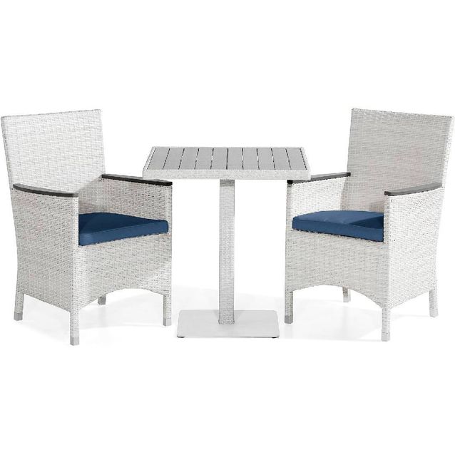 Parvekeryhmä Bahamas 2 Thor Lyx nojatuolia + siniset pehmusteet valkoinen