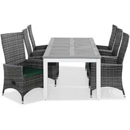 Ruokailuryhmä Monaco 6 Jenny tuolia + vihreät pehmusteet harmaa