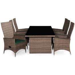 Ruokailuryhmä Majestic 6 Jenny Lyx tuolia + vihreät pehmusteet ruskea