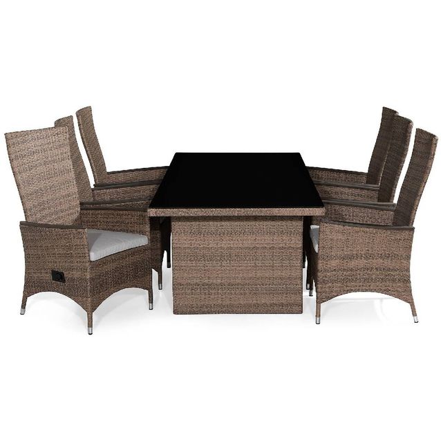 Ruokailuryhmä Majestic 6 Jenny Lyx tuolia + valkoiset pehmusteet ruskea