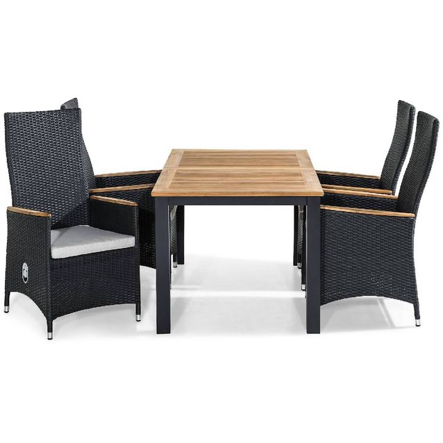 Ruokailuryhmä Las Vegas 4 Jenny Lyx tuolia + valkoiset pehmusteet musta