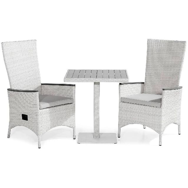 Parvekeryhmä Bahamas 2 Jenny Lyx tuolia + vaaleanharmaat pehmusteet valkoinen