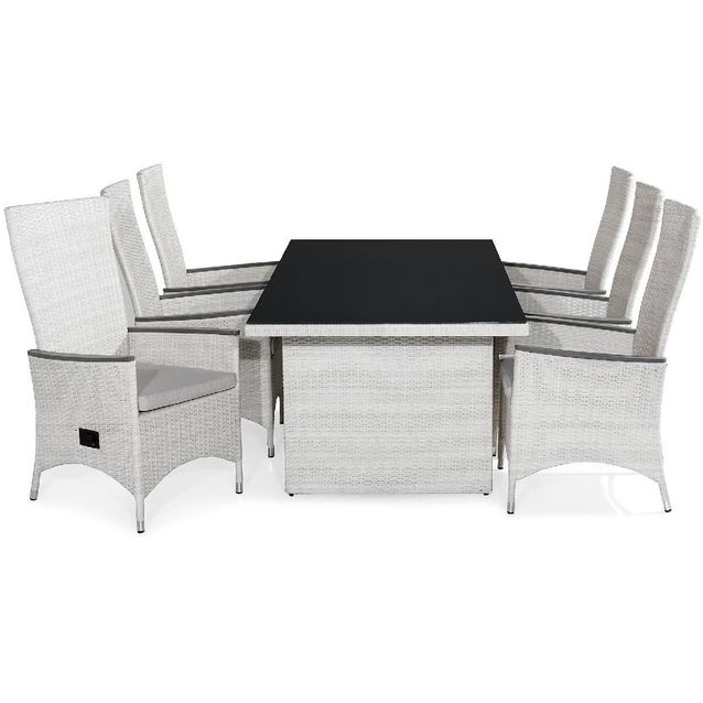 Ruokailuryhmä Majestic 6 Jenny Lyx tuolia + valkoiset pehmusteet valkoinen