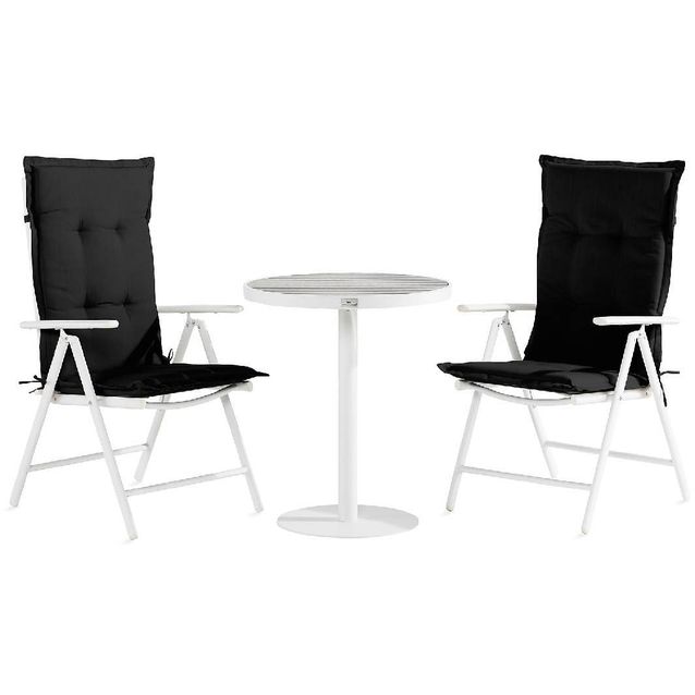 Parvekeryhmä Tunis 2 Maggie tuolia + mustat pehmusteet harmaa