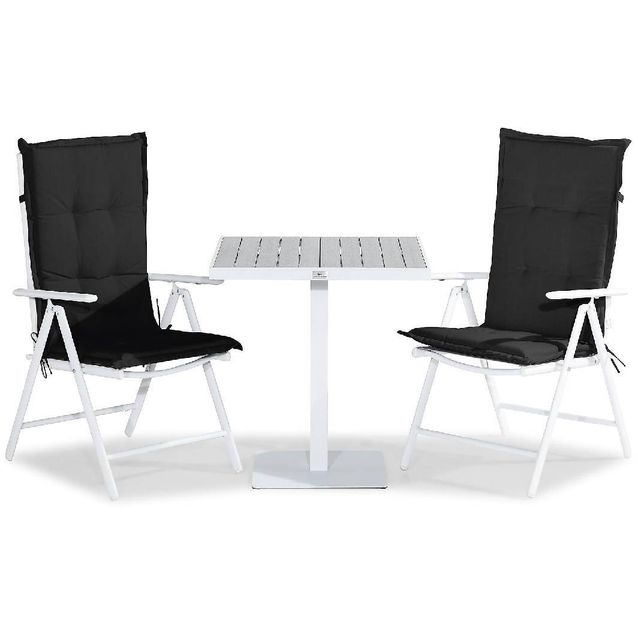 Parvekeryhmä Tunis 2 Maggie tuolia + mustat pehmusteet harmaa